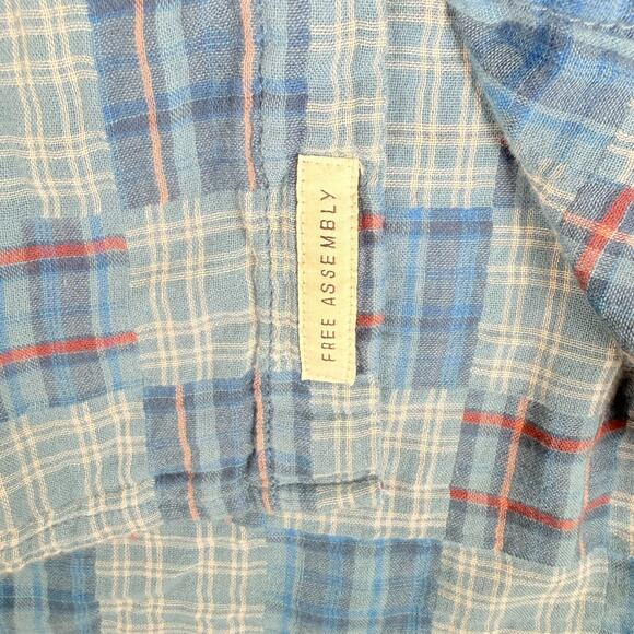 Free Assembly Men's XXL 100% Cotton Patchwork Shirt with Short Sleeves - Picture 2 of 7